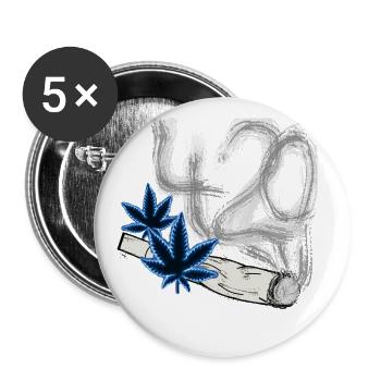 420 fumée de cannabis - Lot de 5 grands badges (56 mm) - blanc - Devant
