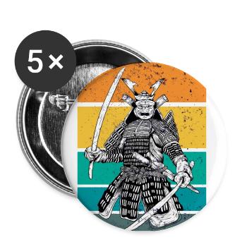 martial arts of Japanese samurai during ritual - Buttons large 2.2''/56 mm (5-pack) - white - Front