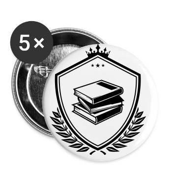 Bücher lernen wappen - Buttons groß 56 mm (5er Pack) - Weiß - Vorne