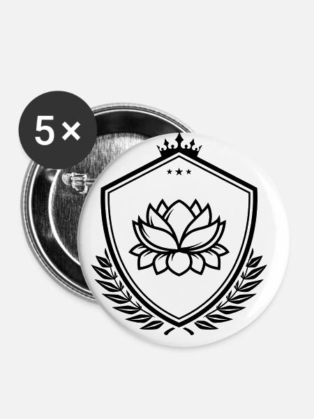 Wasserrose wappen - Buttons groß 56 mm (5er Pack) - Weiß