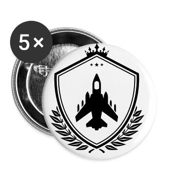 Airplane jet coat of arms - Buttons large 2.2''/56 mm (5-pack) - white - Front
