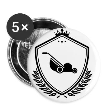 Armoiries de l’icône de la tondeuse à gazon - Lot de 5 grands badges (56 mm) - blanc - Devant
