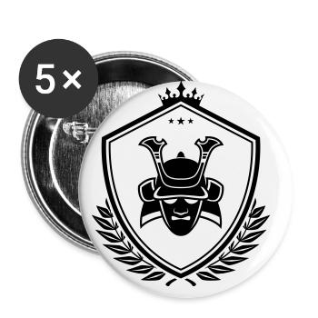 Samurai Helm wappen - Buttons groß 56 mm (5er Pack) - Weiß - Vorne