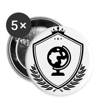 Globus symbol wappen - Buttons groß 56 mm (5er Pack) - Weiß - Vorne