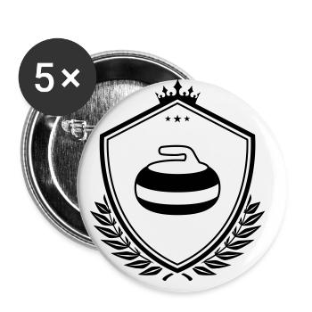 Curling Wappen - Buttons groß 56 mm (5er Pack) - Weiß - Vorne
