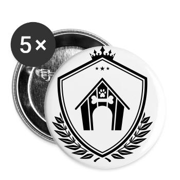 Hundehütte Wappen - Buttons groß 56 mm (5er Pack) - Weiß - Vorne