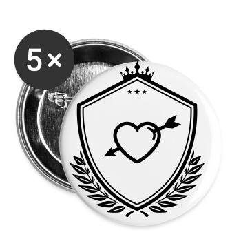 Heart Coat of Arms arrow - Buttons large 2.2''/56 mm (5-pack) - white - Front