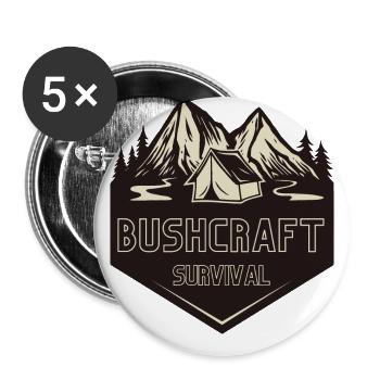 Survie en bushcraft - Lot de 5 grands badges (56 mm) - blanc - Devant
