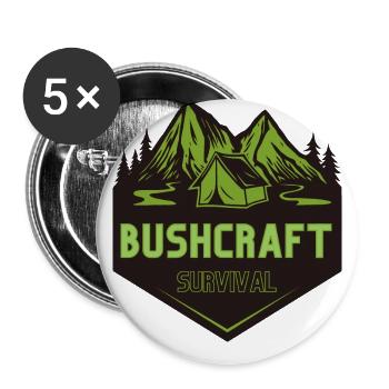 Survie en bushcraft - Lot de 5 grands badges (56 mm) - blanc - Devant