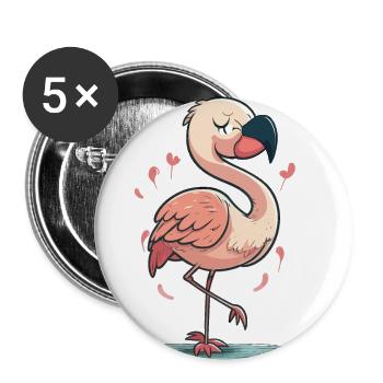 Flamingo-Spaß - Buttons groß 56 mm (5er Pack) - Weiß - Vorne