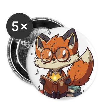 Book Fox - Buttons large 2.2''/56 mm (5-pack) - white - Front