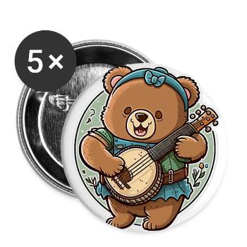 Banjo Bear - Buttons large 2.2''/56 mm (5-pack) - white - Front