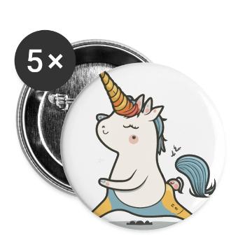 Zen Unicorn - Buttons large 2.2''/56 mm (5-pack) - white - Front