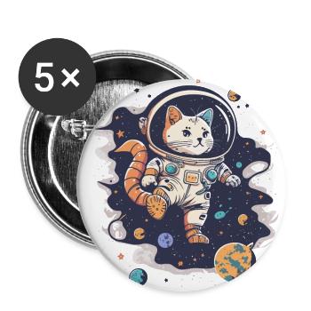 Katzenartige Weltraum-Abenteurerin - Buttons groß 56 mm (5er Pack) - Weiß - Vorne