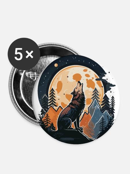 Fußball Welpe - Buttons groß 56 mm (5er Pack) - Weiß