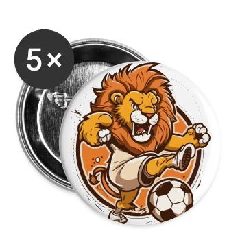 Lion Soccer Star - Lot de 5 grands badges (56 mm) - blanc - Devant