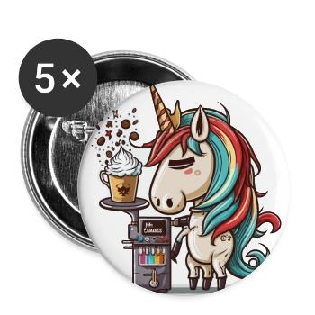 Coffee-making Unicorn - Buttons large 2.2''/56 mm (5-pack) - white - Front