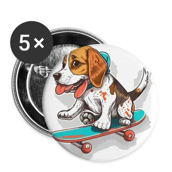 Paw-some Skater - Buttons large 2.2''/56 mm (5-pack) - white - Front