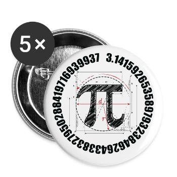 Pi Day Sketch - Buttons large 2.2''/56 mm (5-pack) - white - Front