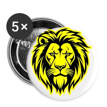 Löwe Silhouette Löwenkopf - Buttons groß 56 mm (5er Pack) - Weiß - Vorne