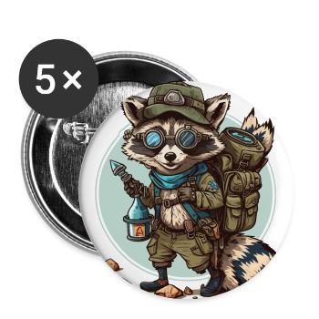 Die Reise der Waschbären - Buttons groß 56 mm (5er Pack) - Weiß - Vorne