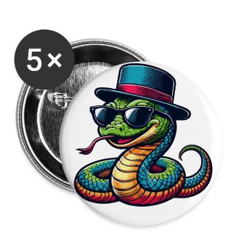 Cool Snake - Buttons large 2.2''/56 mm (5-pack) - white - Front