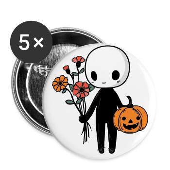 Cute Halloween Minimalistic Flowers and Pumpkin - Buttons groß 56 mm (5er Pack) - Weiß - Vorne