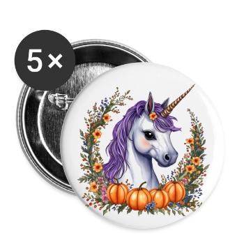 Poney d’Halloween - Lot de 5 grands badges (56 mm) - blanc - Devant