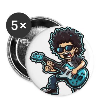 Groovy Laughter: Lustige Cartoon-Person, die Blau spielt - Buttons groß 56 mm (5er Pack) - Weiß - Vorne