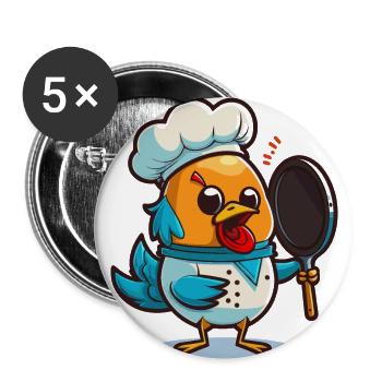 Chef Cluck: A Whimsical Cartoon Chicken - Buttons large 2.2''/56 mm (5-pack) - white - Front