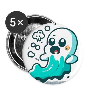 The Playful Ghost: A Funny Cartoon Design - Buttons large 2.2''/56 mm (5-pack) - white - Front