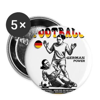 Deutscher Frauenfußball Shirt: Schmerz ohne Limit - Buttons groß 56 mm (5er Pack) - Weiß - Vorne