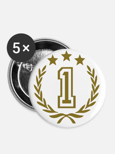 Lorbeerkranz (Sieger) 03 - Buttons groß 56 mm (5er Pack) - Weiß