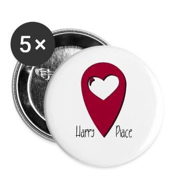 Location Herz "Happy Place" - Buttons large 2.2''/56 mm (5-pack) - white - Front