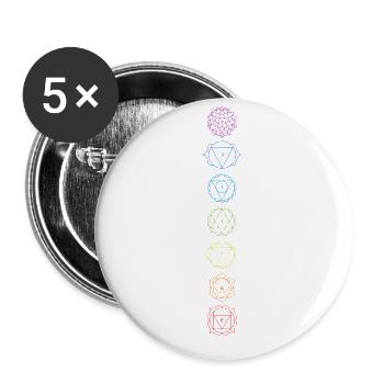 Chakra Symbole - Buttons groß 56 mm (5er Pack) - Weiß - Vorne