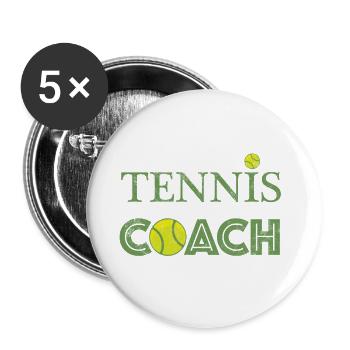 Tennis Coach Tennistrainer - Geschenkidee - Buttons groß 56 mm (5er Pack) - Weiß - Vorne