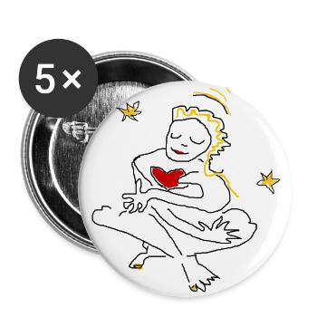 Christkind Yoga Herz Sterne - Buttons groß 56 mm (5er Pack) - Weiß - Vorne