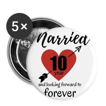 10th Wedding Anniversary - Buttons large 2.2''/56 mm (5-pack) - white - Front