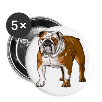 English Bulldog T-shirt. BULLY the dog. - Buttons large 2.2''/56 mm (5-pack) - white - Front