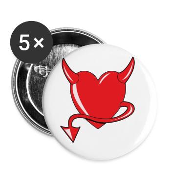 Rotes Herz - Devil Heart - Teufelsherz - Geschenk - Buttons groß 56 mm (5er Pack) - Weiß - Vorne