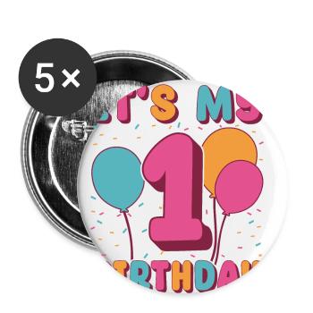 Es Ist Mein 1. Geburtstag - Buttons groß 56 mm (5er Pack) - Weiß - Vorne