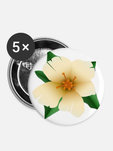Hibiskusblüte - Buttons groß 56 mm (5er Pack) - Weiß