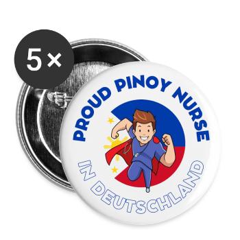 Pinoy Nurse Geschenk Krankenpfleger Deutschland - Buttons groß 56 mm (5er Pack) - Weiß - Vorne
