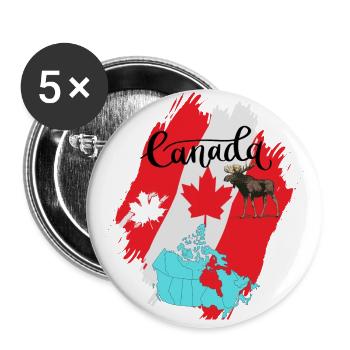 Kanada, Ahornblatt. - Buttons groß 56 mm (5er Pack) - Weiß - Vorne