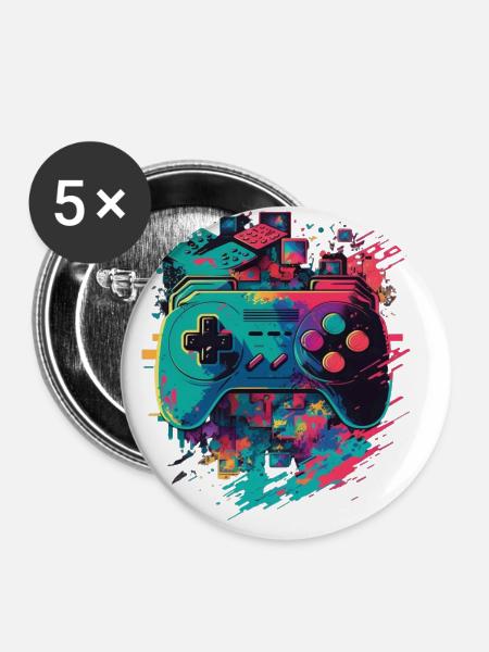 Retro Konsole - Buttons groß 56 mm (5er Pack) - Weiß