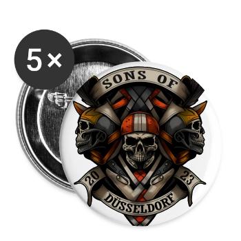 Sons of Düsseldorf - Biker Style - Buttons groß 56 mm (5er Pack) - Weiß - Vorne