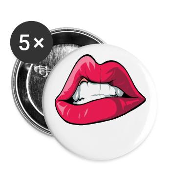 Angry 80s Party 90s Party Kissing Mouth - Buttons large 2.2''/56 mm (5-pack) - white - Front