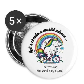 Lets create a world where ... I'm trans - Buttons groß 56 mm (5er Pack) - Weiß - Vorne