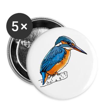 Eisvogel - Buttons groß 56 mm (5er Pack) - Weiß - Vorne