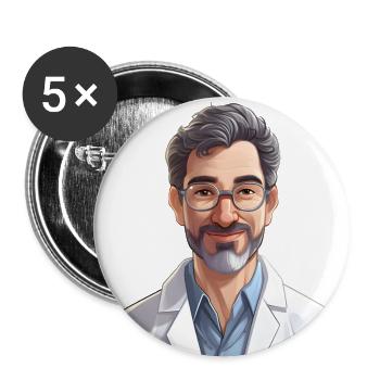 Portrait eines Mannes im Cartoon Stil - Buttons groß 56 mm (5er Pack) - Weiß - Vorne